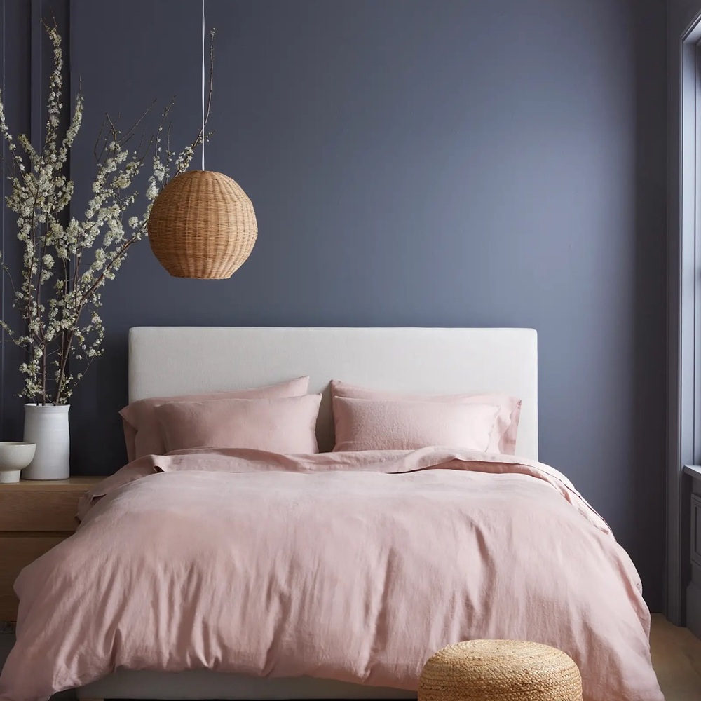 New Quince European Linen Duvet Cover Set King/CalKing Dusty Mauve MSRP $214